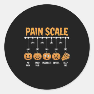 Sticker Rond Échelle de douleur de citrouille effrayante Trauma