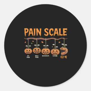 Sticker Rond Échelle de douleur de citrouille effrayante Trauma