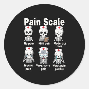 Sticker Rond Échelle de Douleur Infirmière Mignonne Squelette H