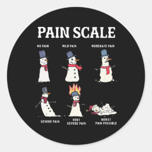 Sticker Rond Échelle de douleur rétro Bonhomme de neige Trauma
