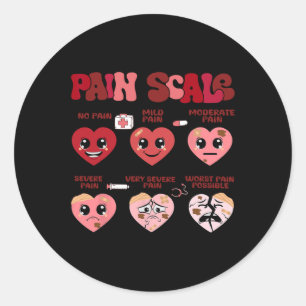 Sticker Rond Échelle de douleur rétro Coeur Trauma infirmière V