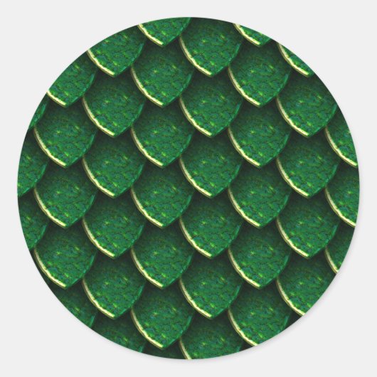 Sticker Rond Échelle de dragon vert (Devant)
