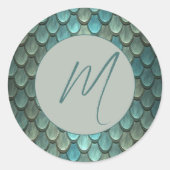 Sticker Rond Échelles bleues initiales personnalisées texturées (Devant)
