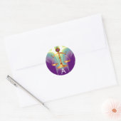 STICKER ROND ÉCHELLES D'OR DE LA LOI AVEC GEM STONES MONOGRAM (Enveloppe)