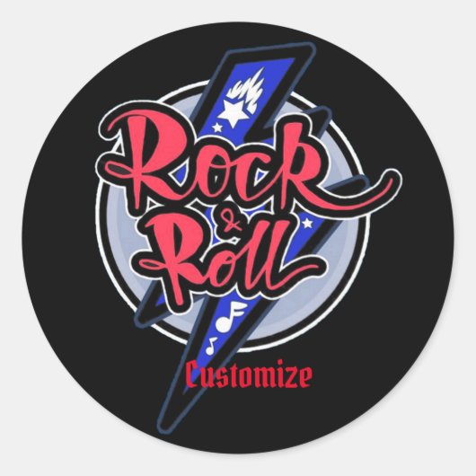 Sticker Rond Éclair de roche et de rouleau (Devant)