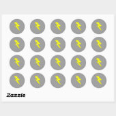 Sticker Rond Éclair en colère. Jaune sur Grey. (Feuille)