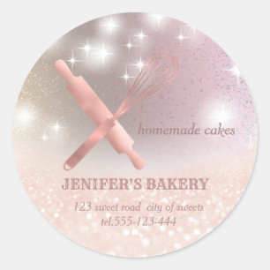Sticker Rond Éclairage brillant rouleau pin & whisky chef boula