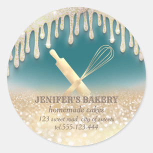 Sticker Rond Éclairage brillant rouleau pin & whisky chef boula