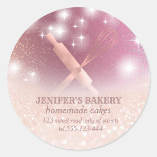 Sticker Rond Éclairage brillant rouleau pin & whisky chef boula