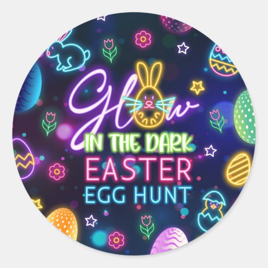 Sticker Rond Éclairage dans l'obscurité de la chasse aux oeufs  (Devant)