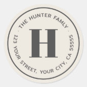 Sticker Rond Éclairage de monogramme minimal moderne à l'adress (Devant)