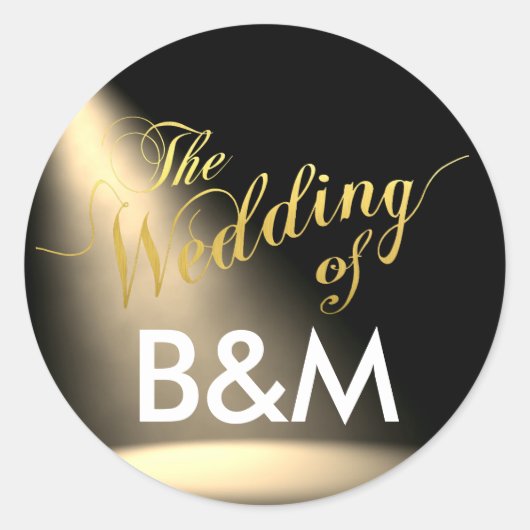 Sticker Rond éclairage de scène avec initiales, mariage (Devant)