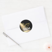 Sticker Rond éclairage de scène avec initiales, mariage (Enveloppe)