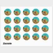 Sticker Rond ÉCLAIRAGE EN TURQUOISE BLEUE Enregistrer la date (Feuille)