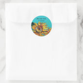 Sticker Rond ÉCLAIRAGE EN TURQUOISE BLEUE Enregistrer la date (Sac)