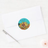 Sticker Rond ÉCLAIRAGE EN TURQUOISE BLEUE Enregistrer la date (Enveloppe)