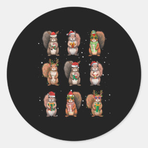 Sticker Rond Éclairages de Noël pour écureuils Décor Écureuil d