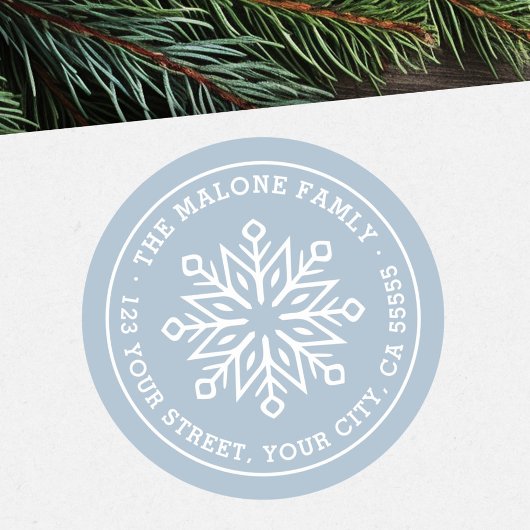 Sticker Rond Éclat de neige minimal moderne bleu poussiéreux ad