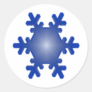 Sticker Rond Éclatement du flocon de neige bleu sur blanc