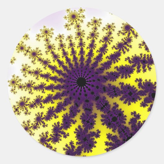 Sticker Rond Éclatement jaune et violet (Devant)