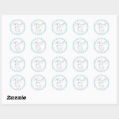 Sticker Rond Eclectique Baby shower bleu Merci (Feuille)