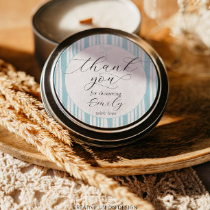 Sticker Rond Eclectique Baby shower bleu Merci