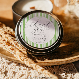 Sticker Rond Eclectique Grandes Merci Baby shower vert