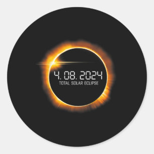 Sticker Rond Eclipse 2024 Avril 8 Totalité Hommes Femmes Enfant