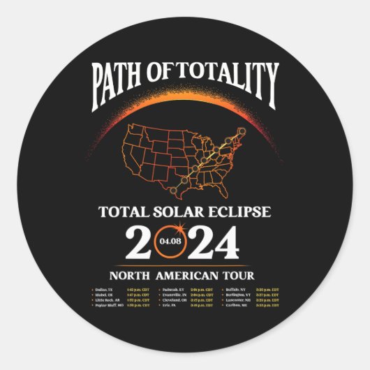 Sticker Rond Eclipse Parcours De Totalité Éclipse Solaire 8 Avr (Devant)