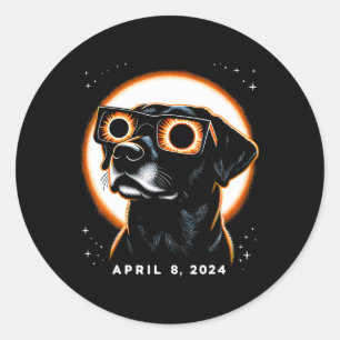 Sticker Rond Eclipse solaire 2024 Avril 8 Chien Eclipse solaire