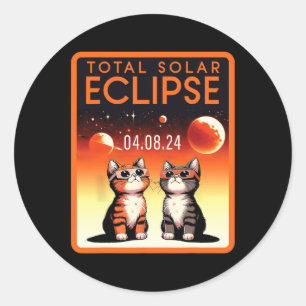 Sticker Rond Éclipse solaire 2024 Chats Total Éclipse solaire 4