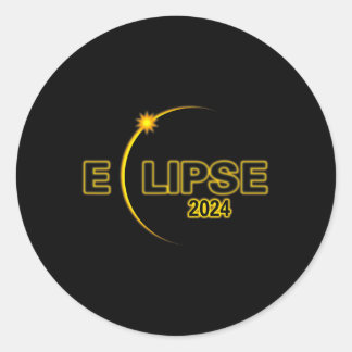 Sticker Rond Éclipse Solaire 2024 Éclipse Solaire Total 4.08.24