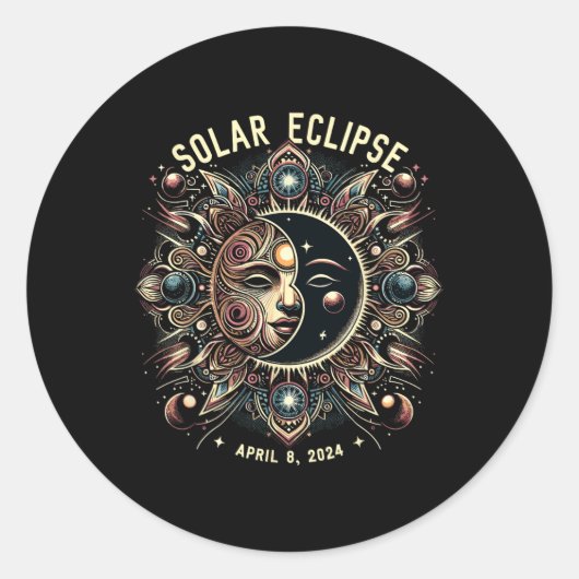 Sticker Rond Éclipse solaire 2024 Éclipse solaire totale 4.08.2 (Devant)