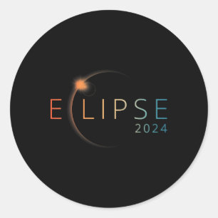 Sticker Rond Éclipse solaire 2024 Éclipse solaire totale 4.08.2