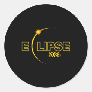 Sticker Rond Éclipse Solaire 2024 Éclipse Solaire Totale 4.08.2
