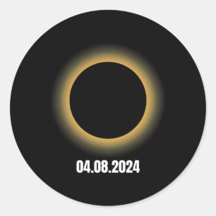 Sticker Rond Éclipse solaire 2024 Éclipse solaire totale 4.08.2