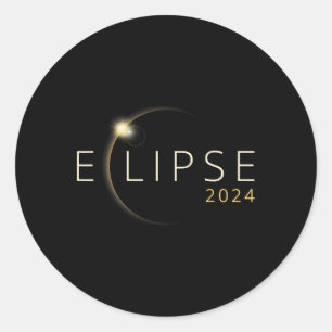 Sticker Rond Éclipse solaire 2024 Éclipse solaire totale 4.08.2