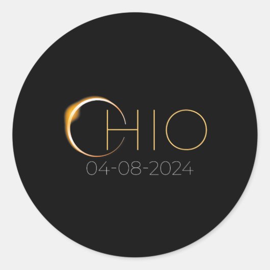 Sticker Rond Éclipse solaire 2024 État Ohio Total Éclipse solai (Devant)