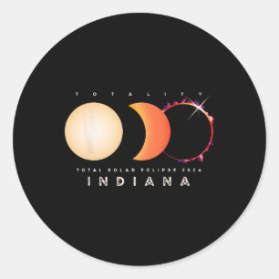 Sticker Rond Eclipse solaire 2024 Indiana Total Eclipse Astrono
