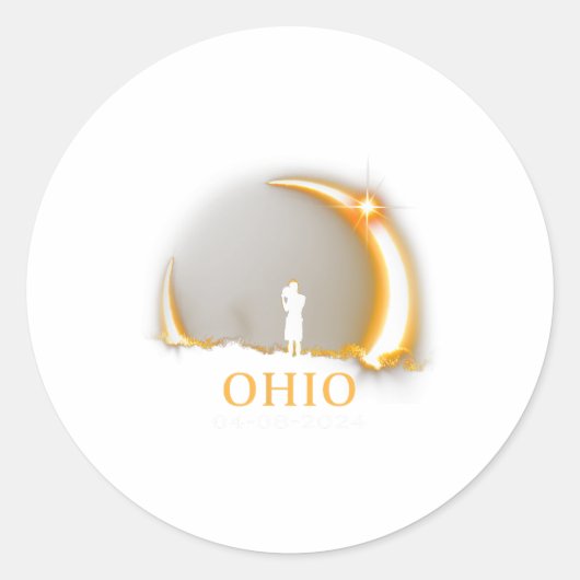 Sticker Rond Éclipse solaire 2024 Ohio Total Éclipse solaire 1 (Devant)