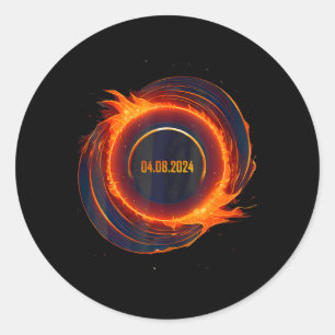 Sticker Rond Éclipse solaire 2024 Total Éclipse solaire