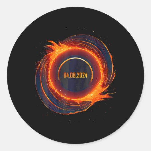 Sticker Rond Éclipse solaire 2024 Total Éclipse solaire (Devant)