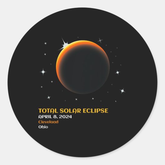 Sticker Rond Éclipse solaire 2024 Totalité 8 avril (Devant)