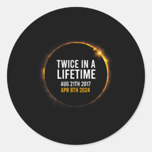 Sticker Rond Éclipse Solaire 8 Avr 2024 Totalité Deux Fois En U