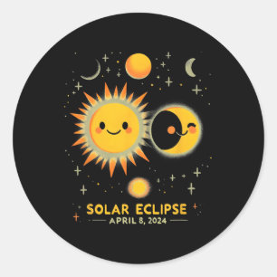 Sticker Rond Éclipse solaire 8 avril Total Éclipse solaire 2024