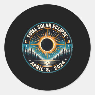 Sticker Rond Eclipse solaire Astronomie Vintage 2024 Éclipse so
