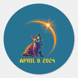 Sticker Rond Éclipse solaire Chat Éclipse solaire