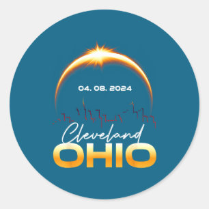 Sticker Rond Éclipse solaire Cleveland Ohio Totale