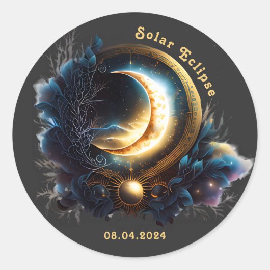 Sticker Rond Eclipse solaire Conception d'astronomie Vintage so (Devant)