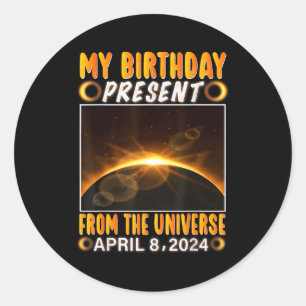 Sticker Rond Éclipse solaire d'anniversaire 8 avril 2024 Éclips